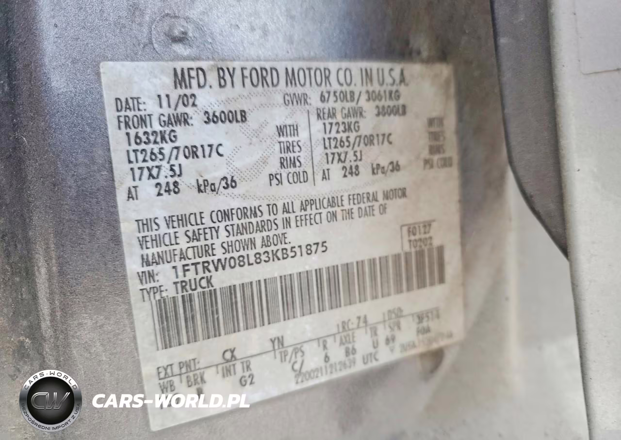 2003 Ford F150 Supercrew VIN:1FTRW08L83KB51875 - 12