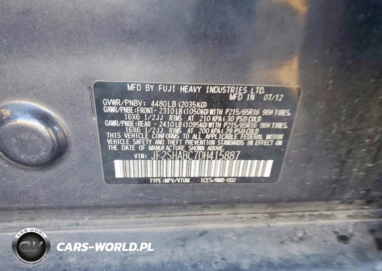 2013 Subaru Forester 2.5X VIN:JF2SHABC7DH415887 - 12
