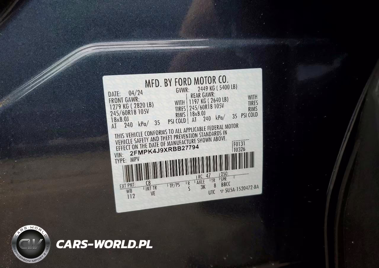 2024 Ford Edge Sel VIN:2FMPK4J9XRBB27794 - 13