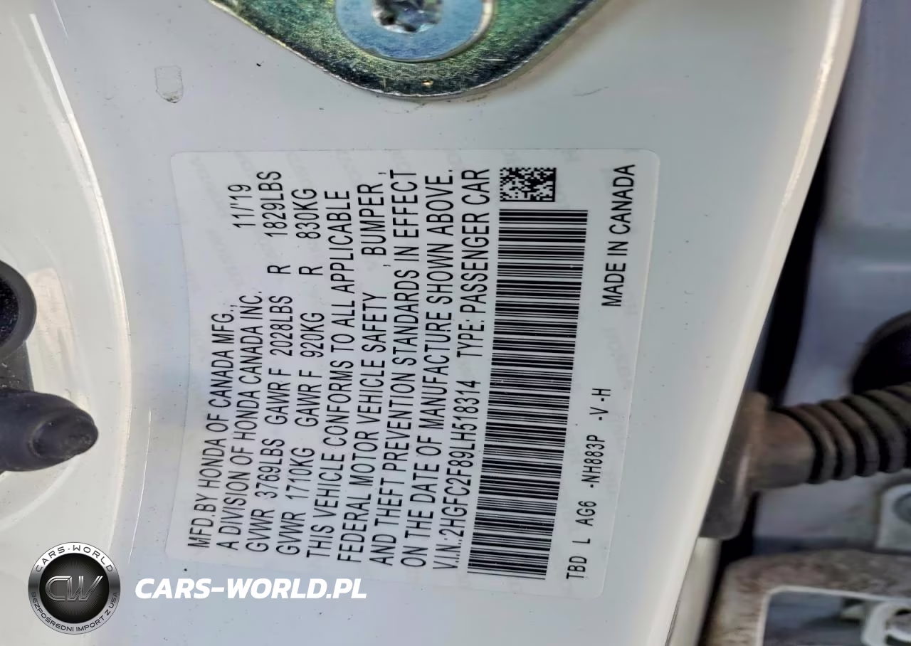 2020 Honda Civic VIN:2HGFC2F89LH518314 - 13