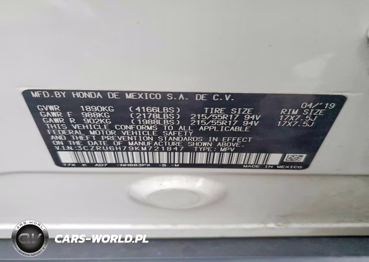 2019 Honda Hr-V Exl VIN:3CZRU6H79KM721847 - 13