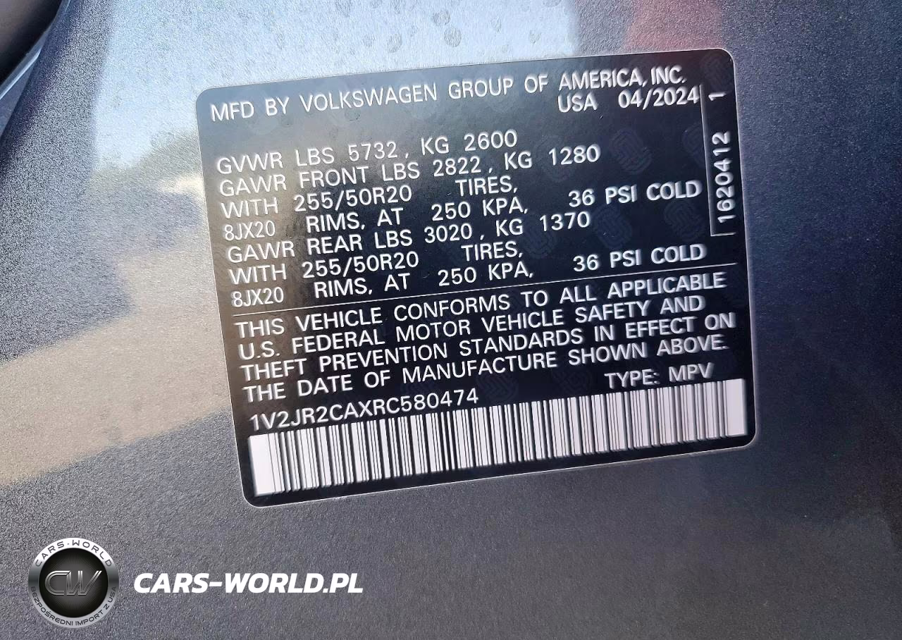 2024 Volkswagen Atlas Se VIN:1V2JR2CAXRC580474 - 13
