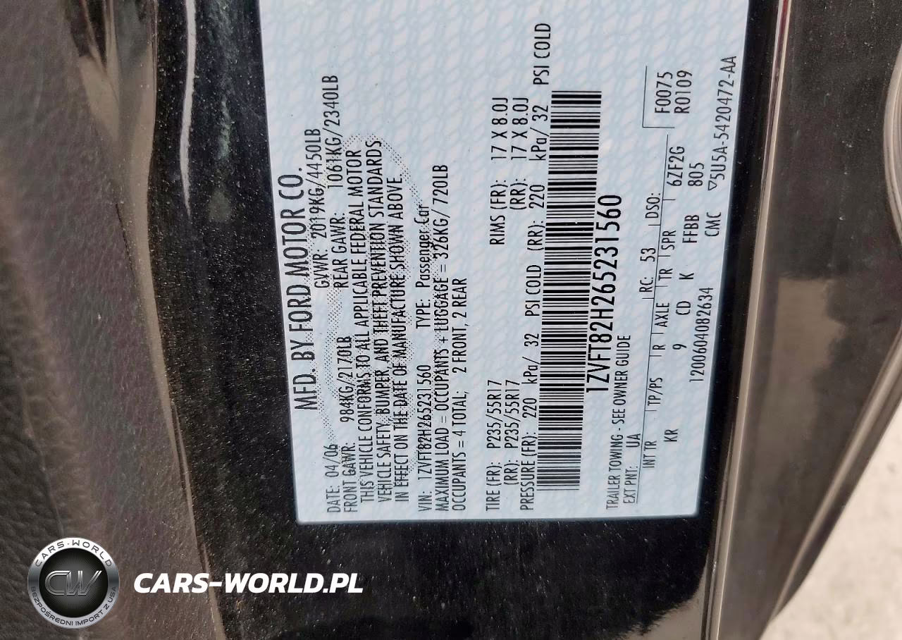2006 Ford Mustang Gt VIN:1ZVFT82H265231560 - 12