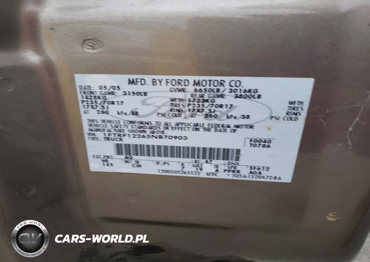 2005 Ford F-150 VIN:1FTRF12265NB70903 - 12