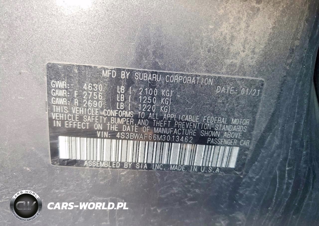 2021 Subaru Legacy Premium VIN:4S3BWAF66M3013462 - 12
