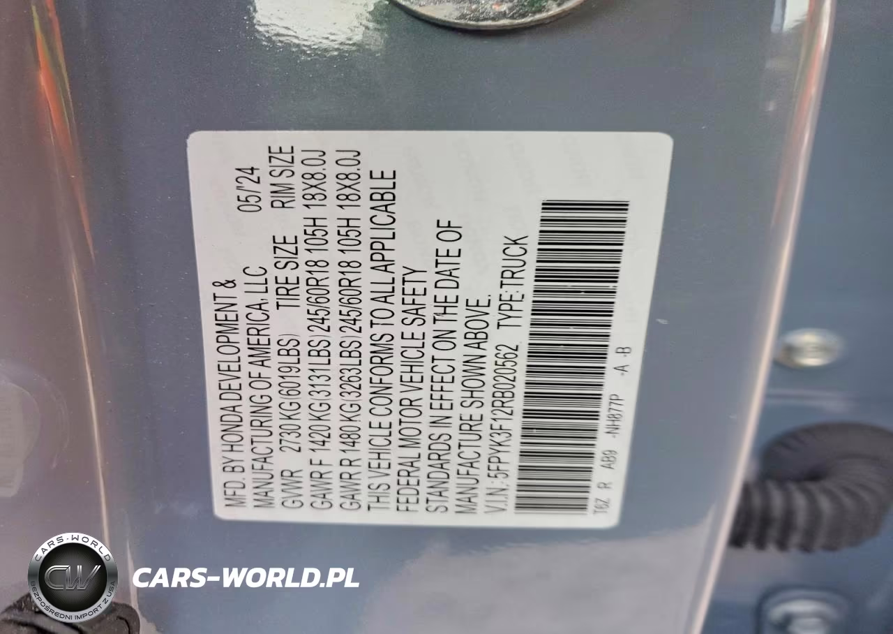 2024 Honda Ridgeline Sport VIN:5FPYK3F12RB020562 - 12