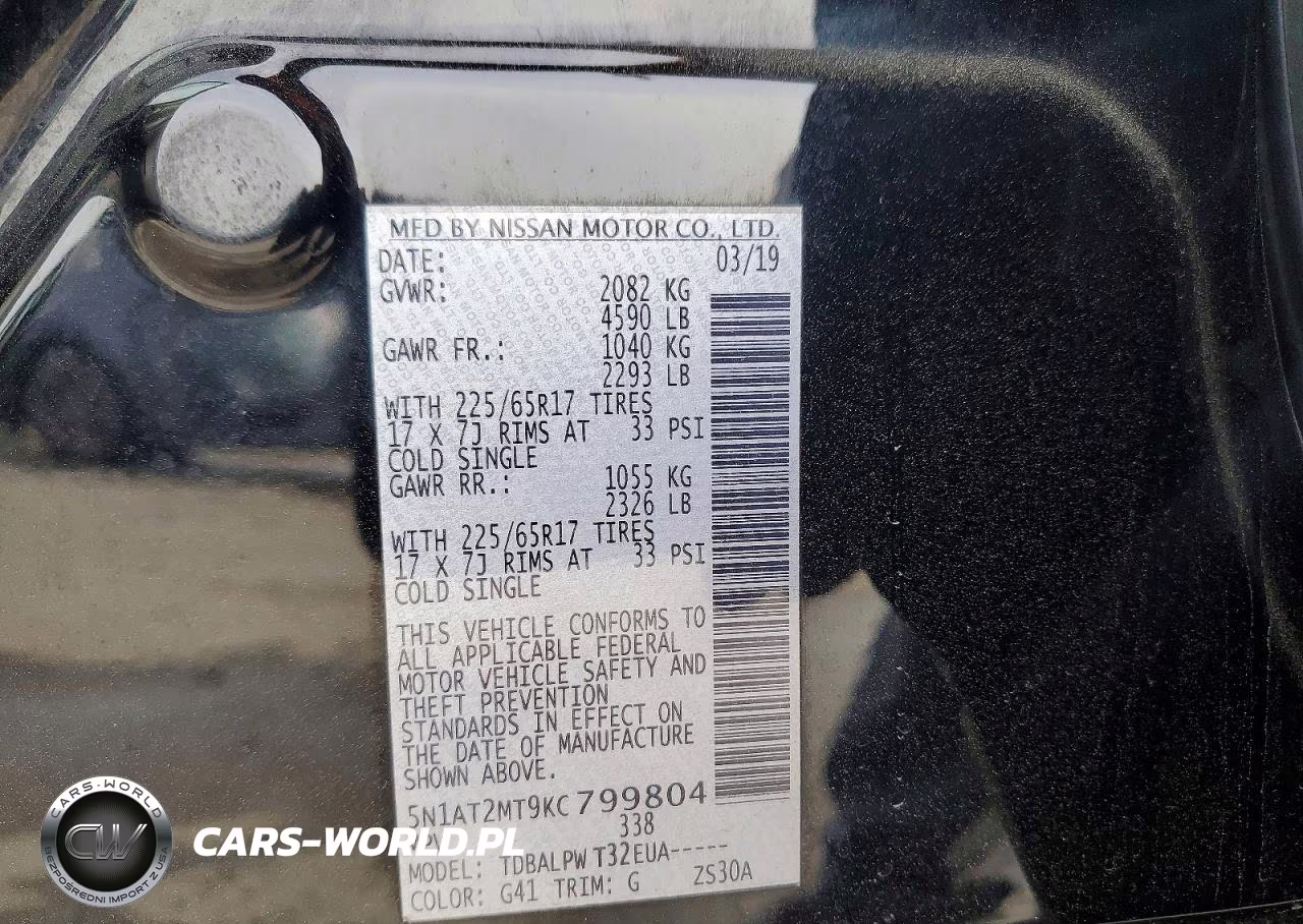 2019 Nissan Rogue S VIN:5N1AT2MT9KC799804 - 12