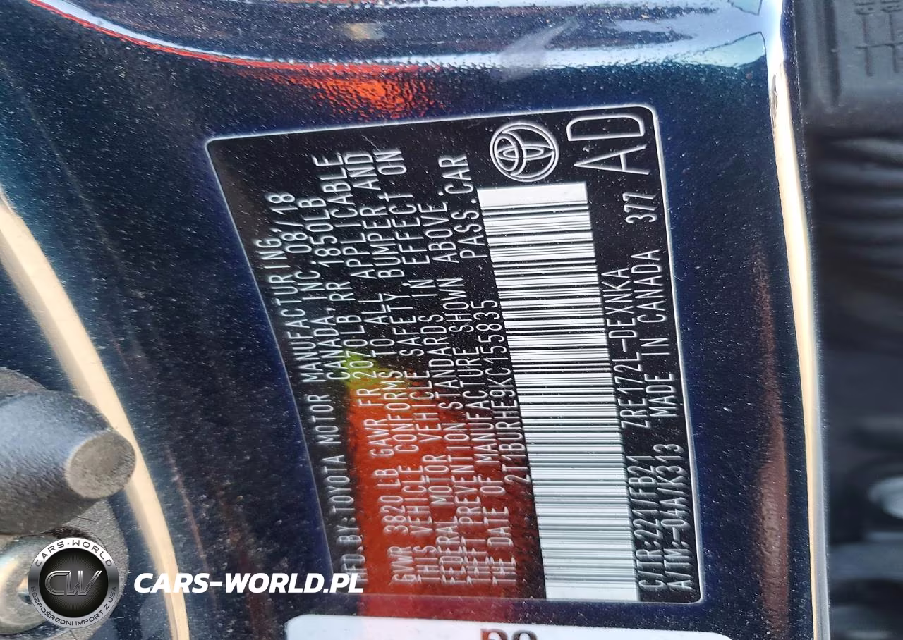 2019 Toyota Corolla L VIN:2T1BURHE9KC155835 - 12