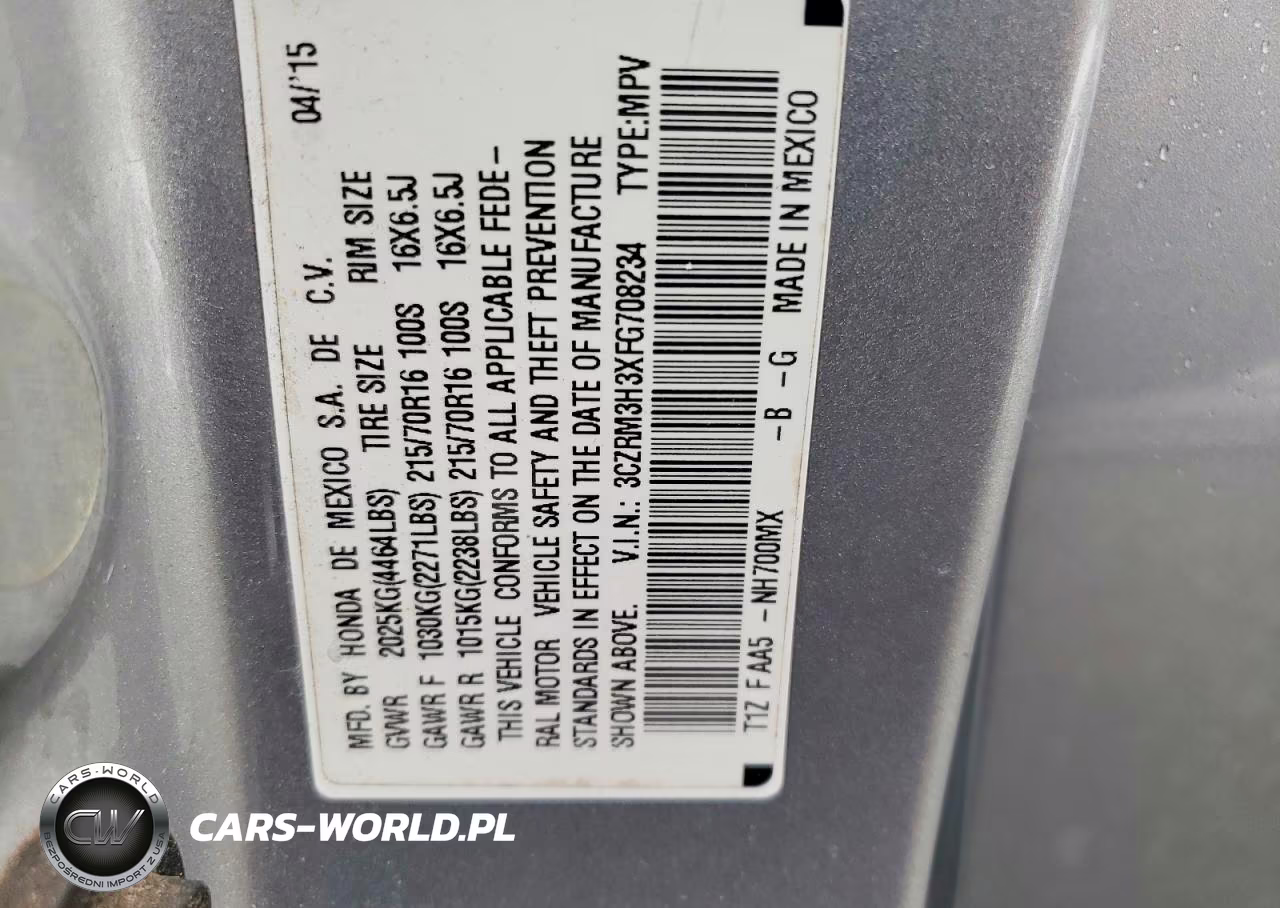 2015 Honda Cr-V Lx VIN:3CZRM3H3XFG708234 - 14