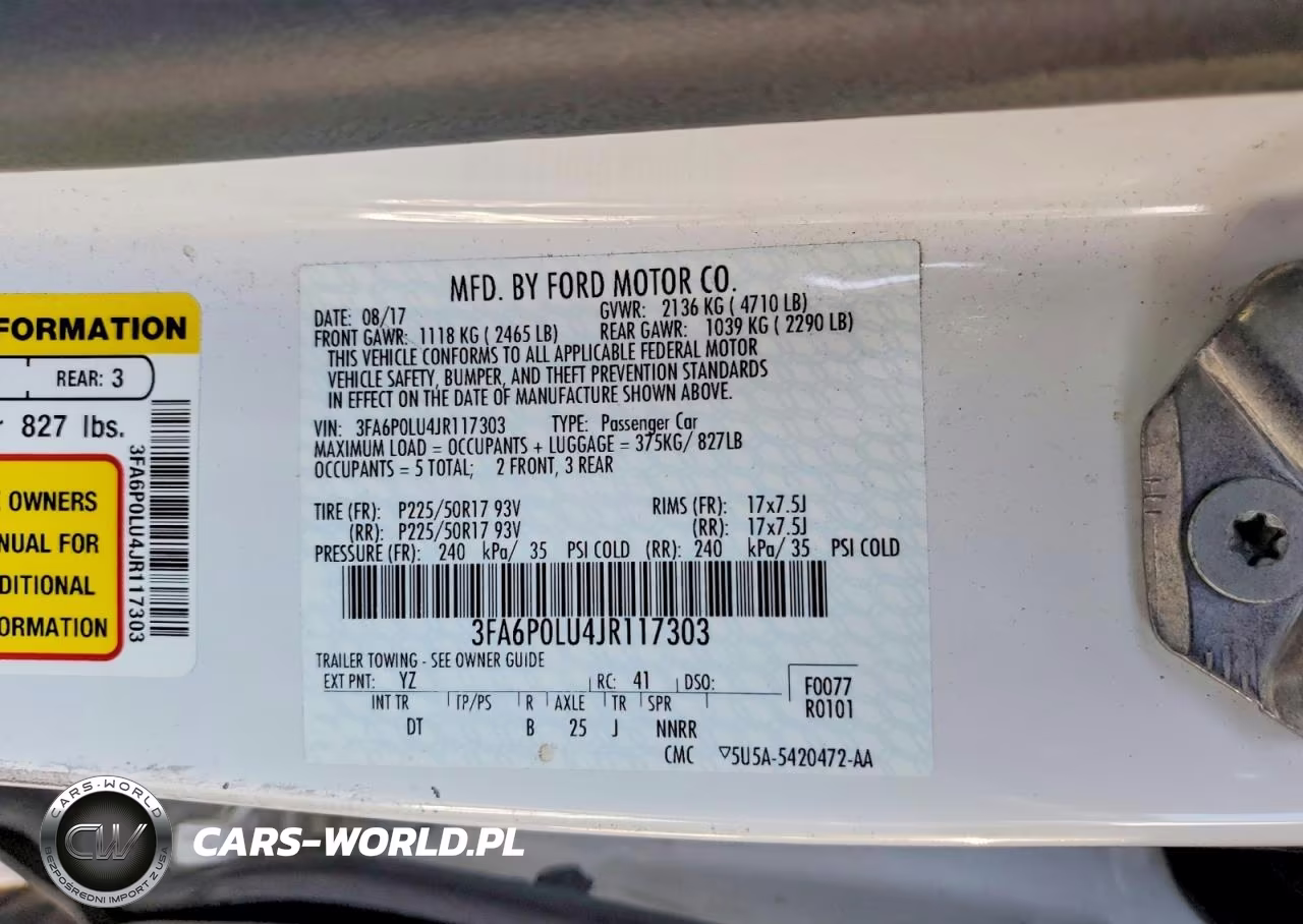 2018 Ford Fusion Se Hybrid VIN:3FA6P0LU4JR117303 - 12
