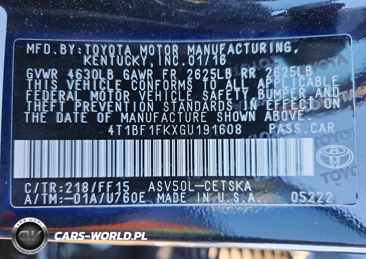 2016 Toyota Camry Le VIN:4T1BF1FKXGU191608 - 12