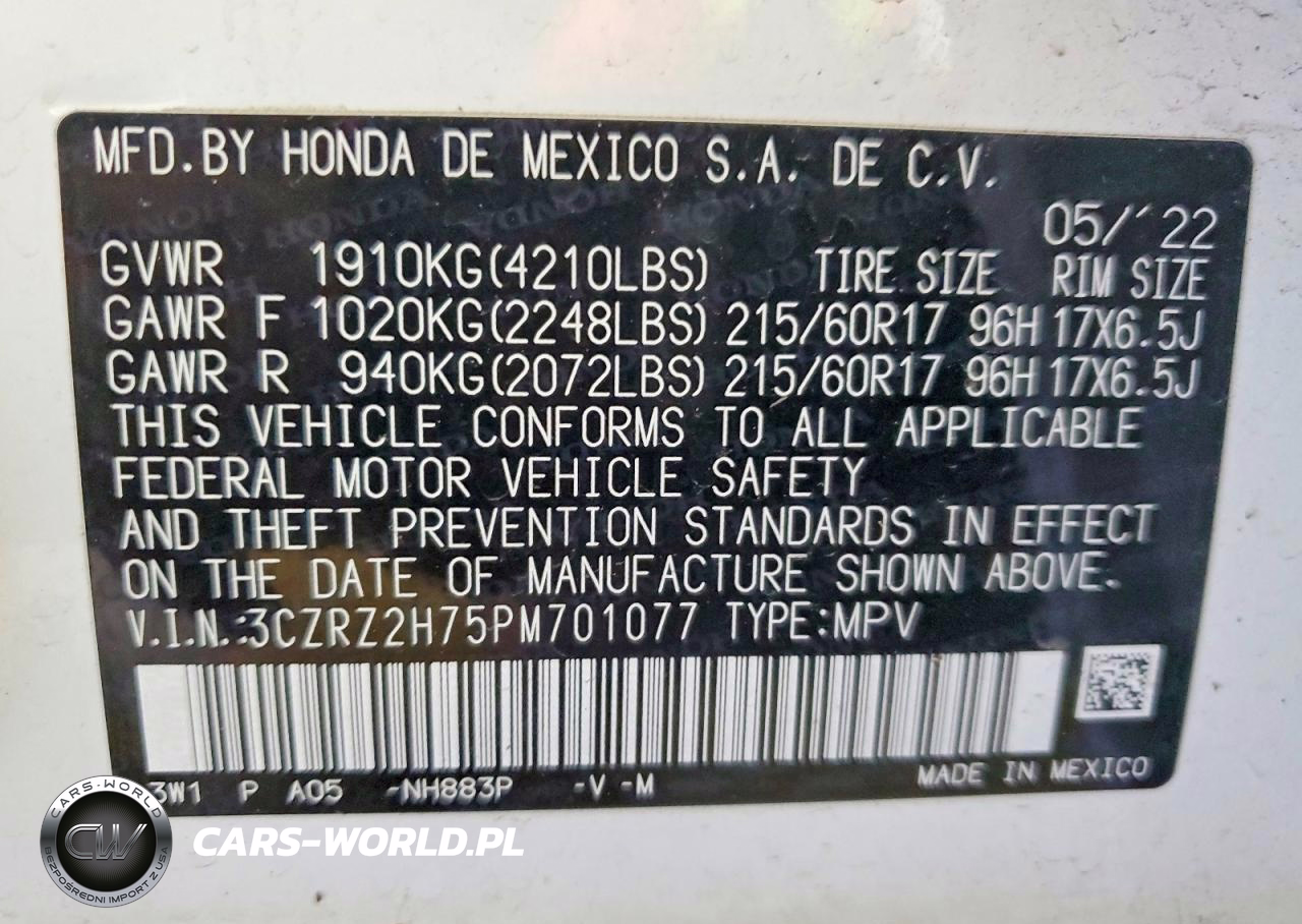 2023 Honda Hr-V Exl VIN:3CZRZ2H75PM701077 - 13