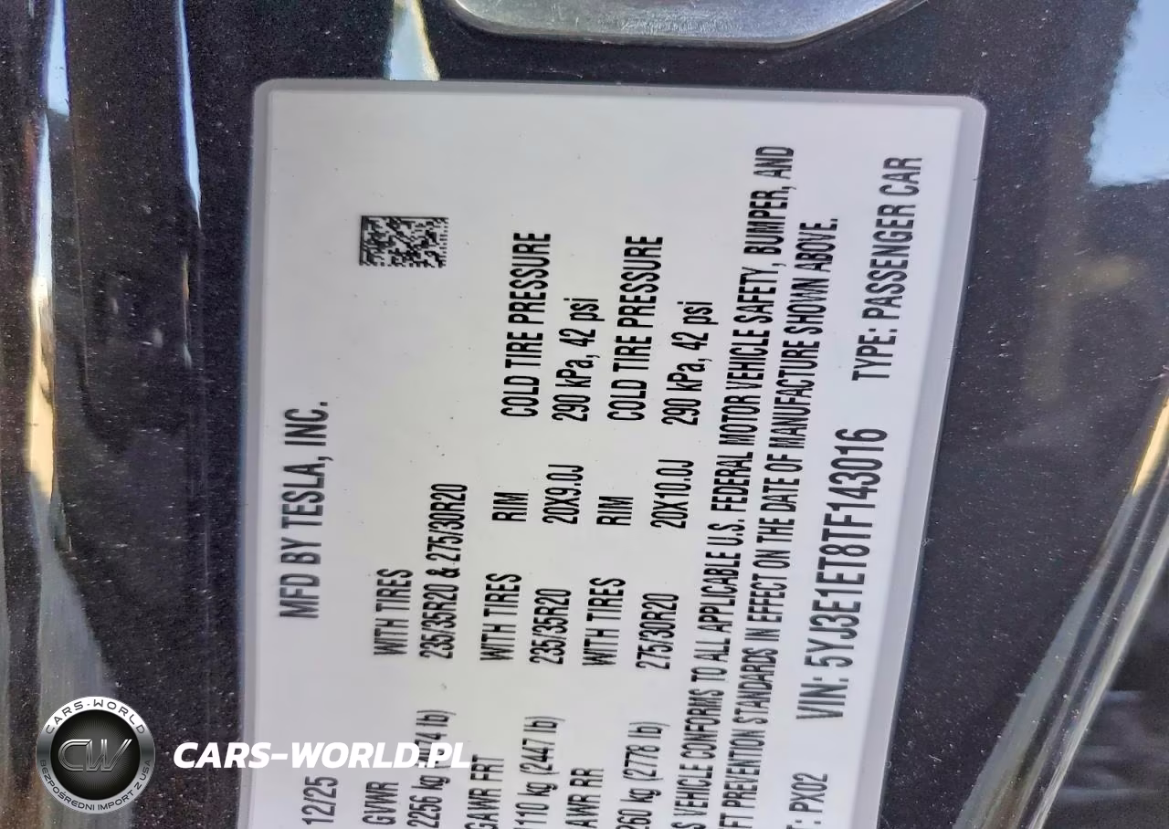 2026 Tesla Model 3 VIN:5YJ3E1ET8TF143016 - 12