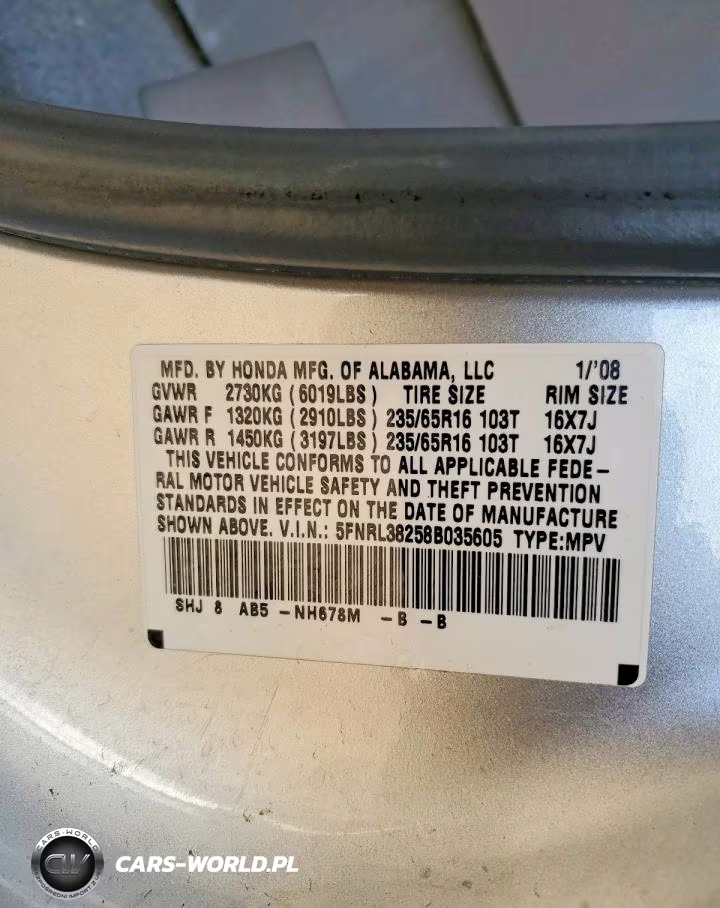 2008 Honda Odyssey Lx VIN:5FNRL38258B035605 - 13