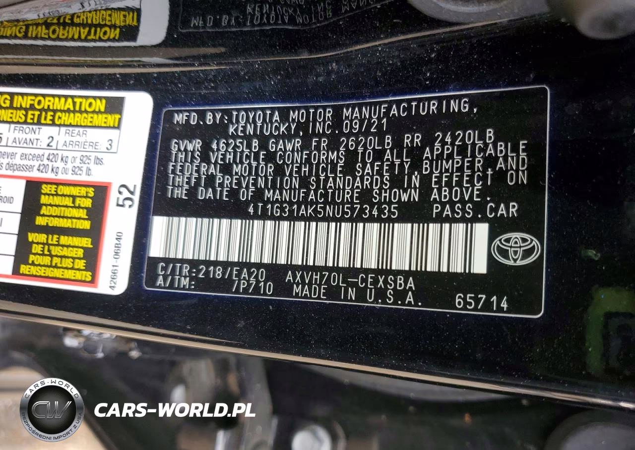 2022 Toyota Camry Night Shade VIN:4T1G31AK5NU573435 - 12