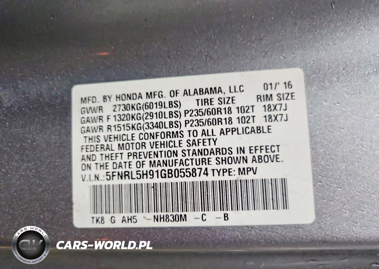 2016 Honda Odyssey Touring VIN:5FNRL5H91GB055874 - 14