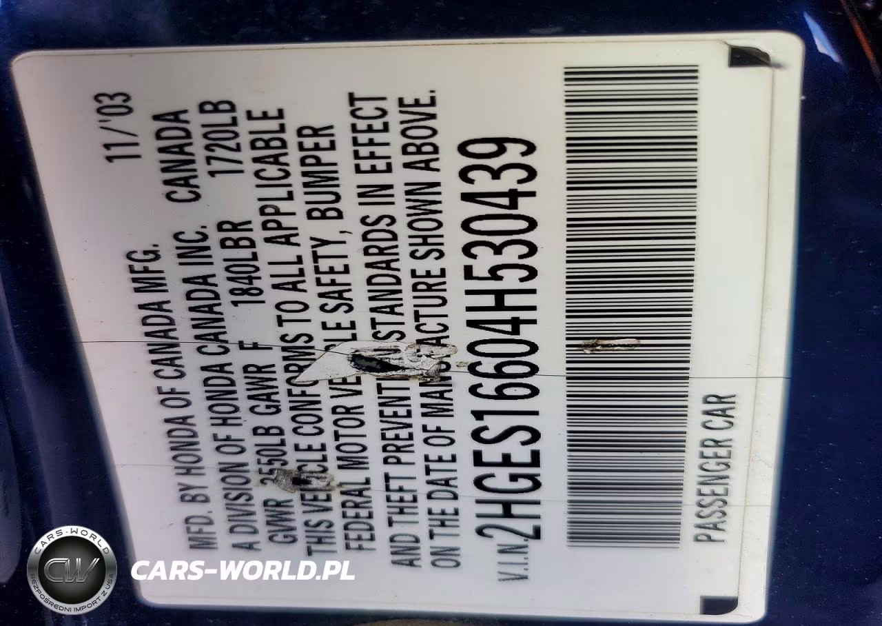 2004 Honda Civic Lx VIN:2HGES16604H530439 - 12