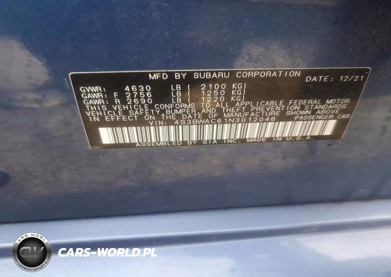 2022 Subaru Legacy Premium VIN:4S3BWAC61N3012046 - 13