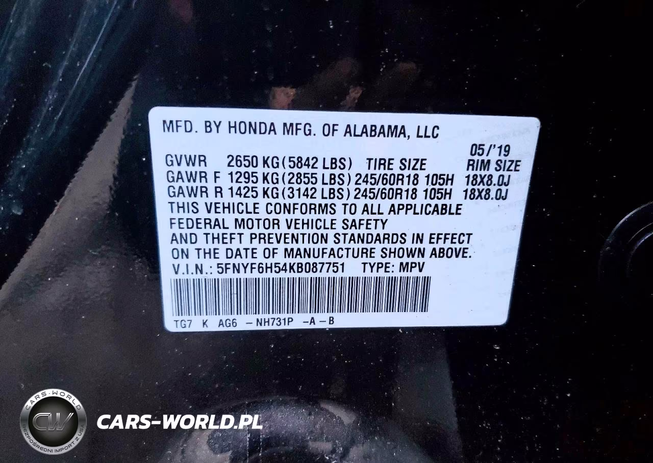 2019 Honda Pilot Exl VIN:5FNYF6H54KB087751 - 13