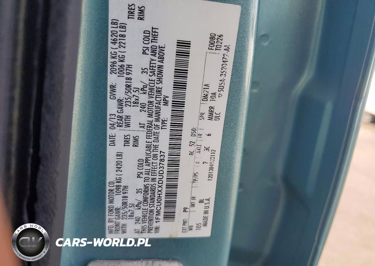2013 Ford Escape Sel VIN:1FMCU0HXXDUD37837 - 13