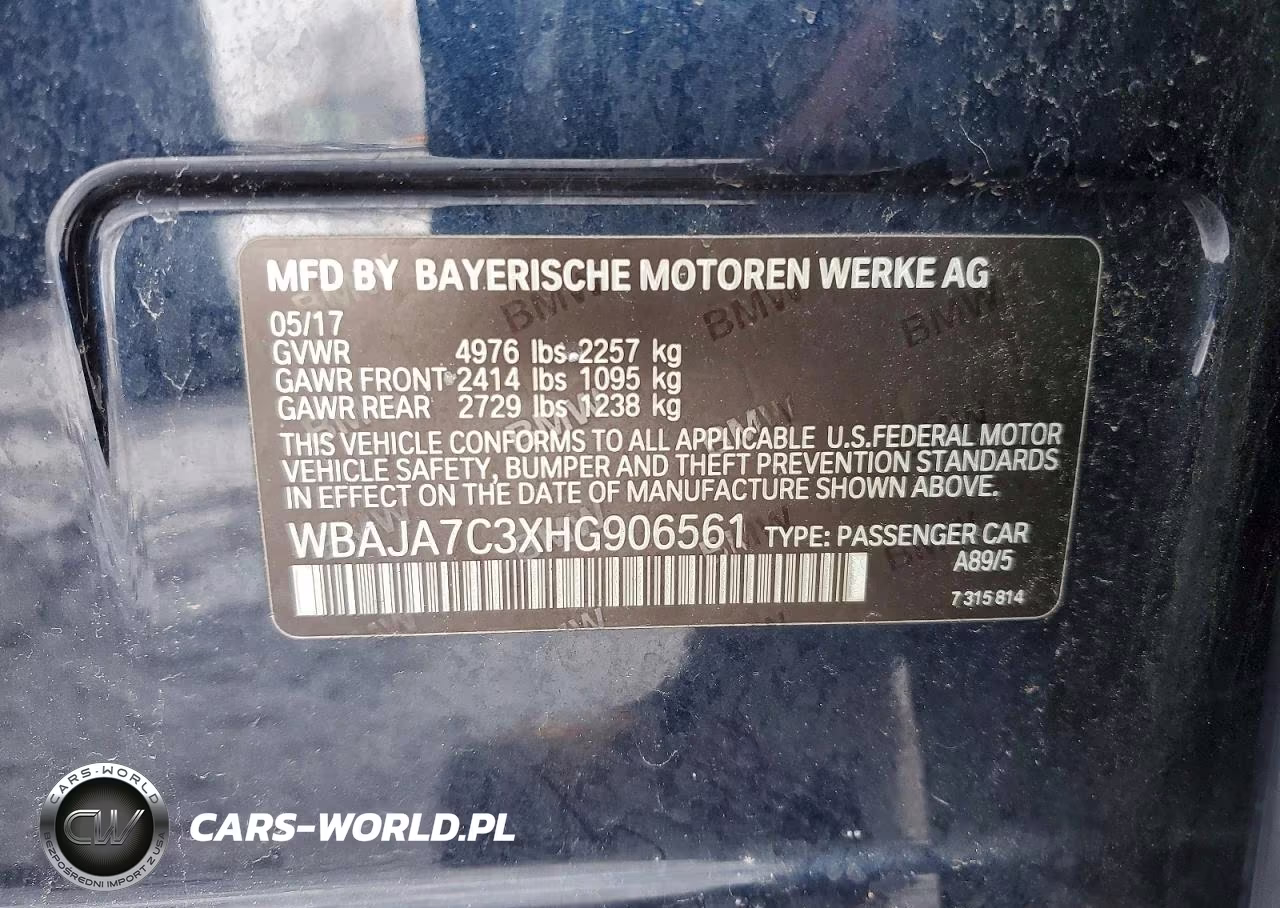 2017 BMW 530 Xi VIN:WBAJA7C3XHG906561 - 12