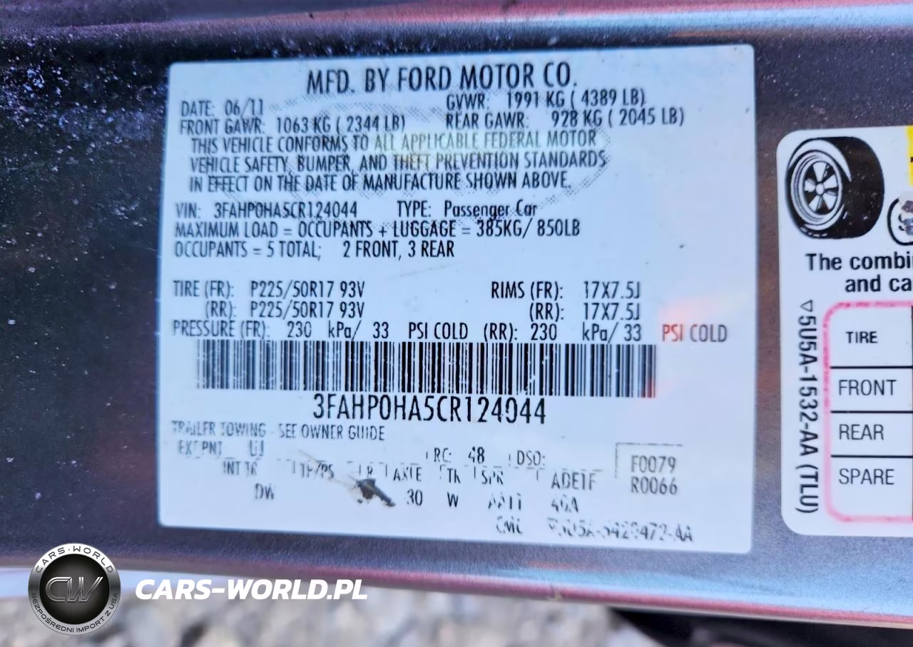 2012 Ford Fusion Se VIN:3FAHP0HA5CR124044 - 12