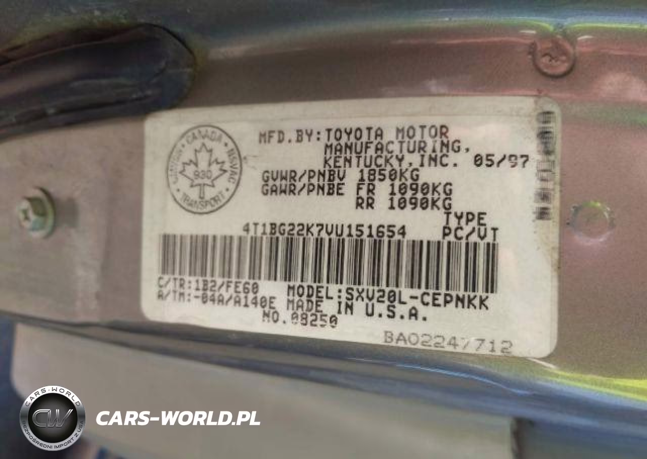 1997 Toyota Camry Ce-Le-Xle VIN:4T1BG22K7VU151654 - 10