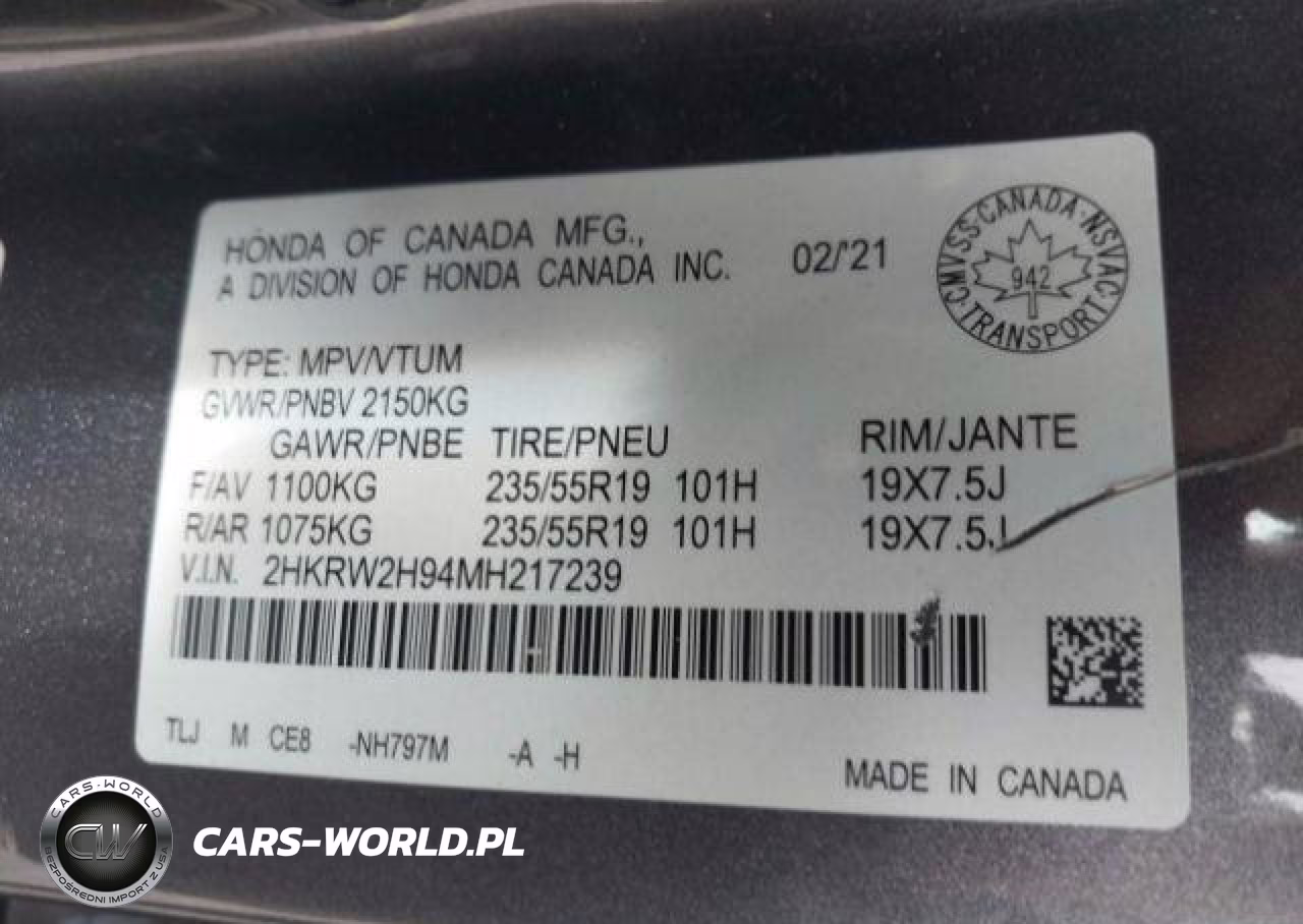 2021 Honda Cr-V Touring VIN:2HKRW2H94MH217239 - 10