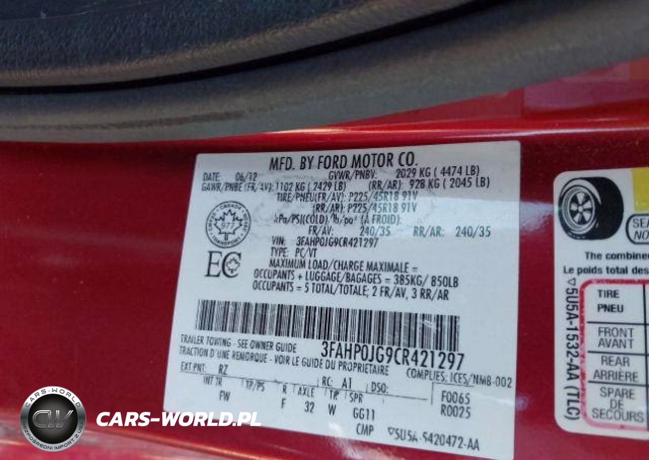 2012 Ford Fusion Sel VIN:3FAHP0JG9CR421297 - 10