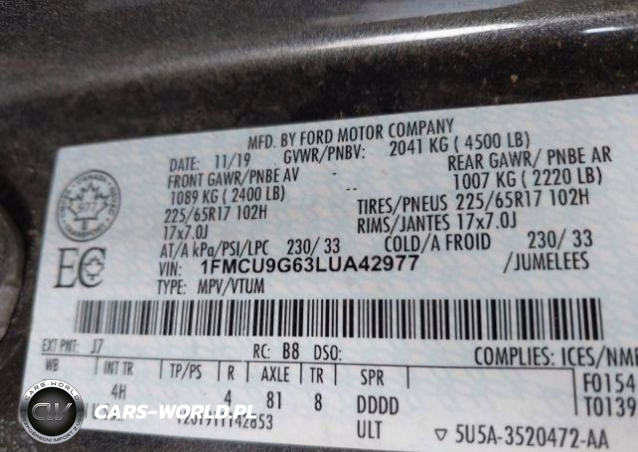 2020 Ford Ford VIN:1FMCU9G63LUA42977 - 10