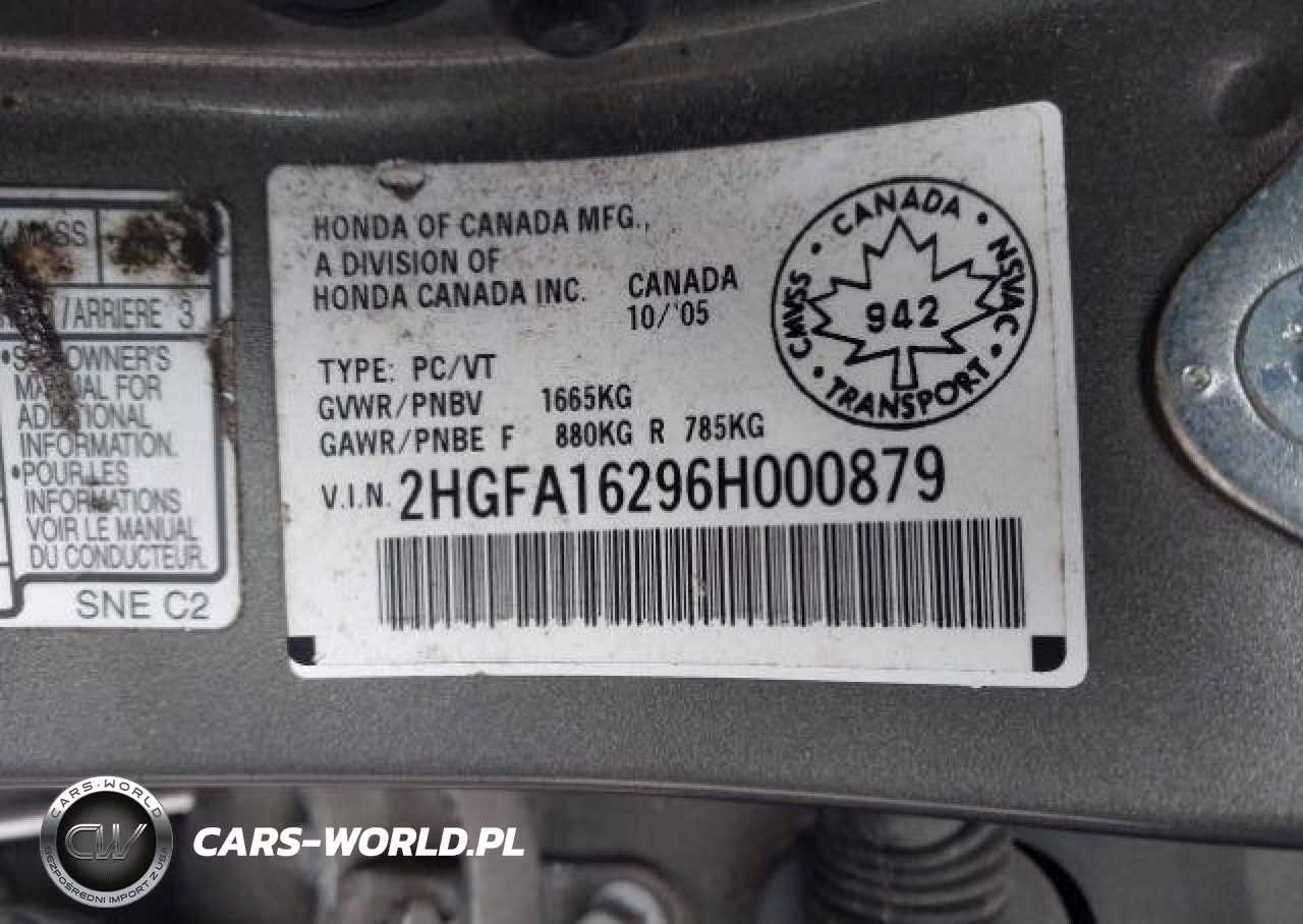 2006 Honda Civic Dx VIN:2HGFA16296H000879 - 10