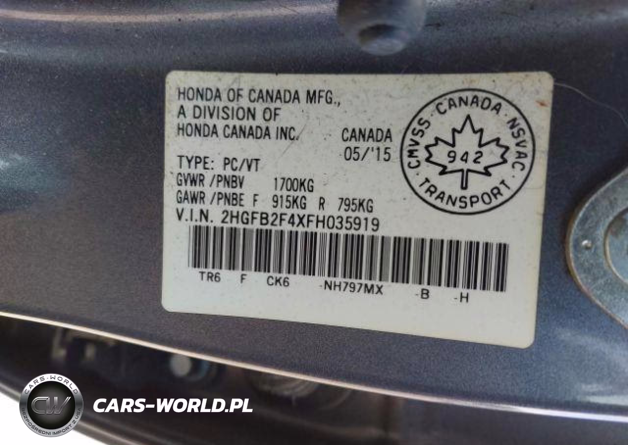 2015 Honda Civic Lx VIN:2HGFB2F4XFH035919 - 10