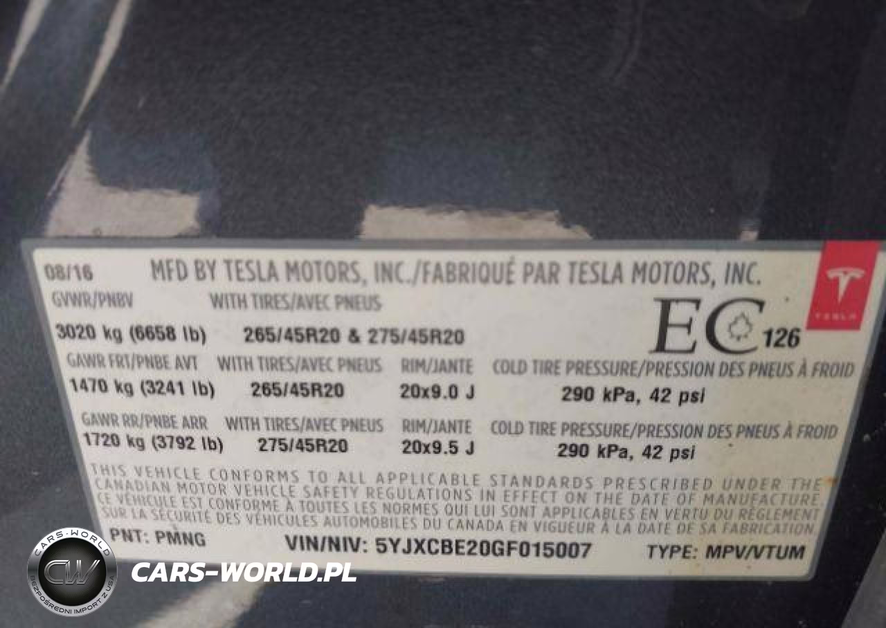 2016 Tesla Model X 60D-70D-75D-90D-P100D VIN:5YJXCBE20GF015007 - 10