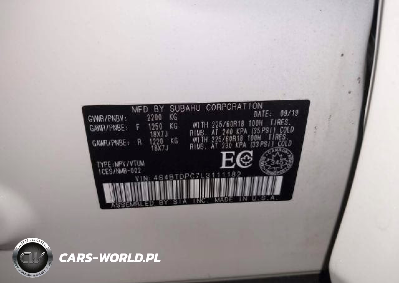 2020 Subaru Legacy Outback VIN:4S4BTDPC7L3111182 - 10