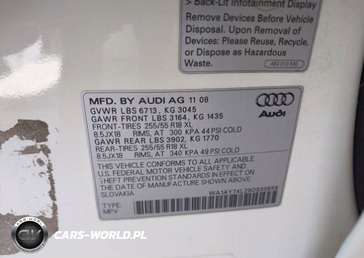 2009 Audi Q7 3.6 Premium VIN:WA1AY74L29D030658 - 10