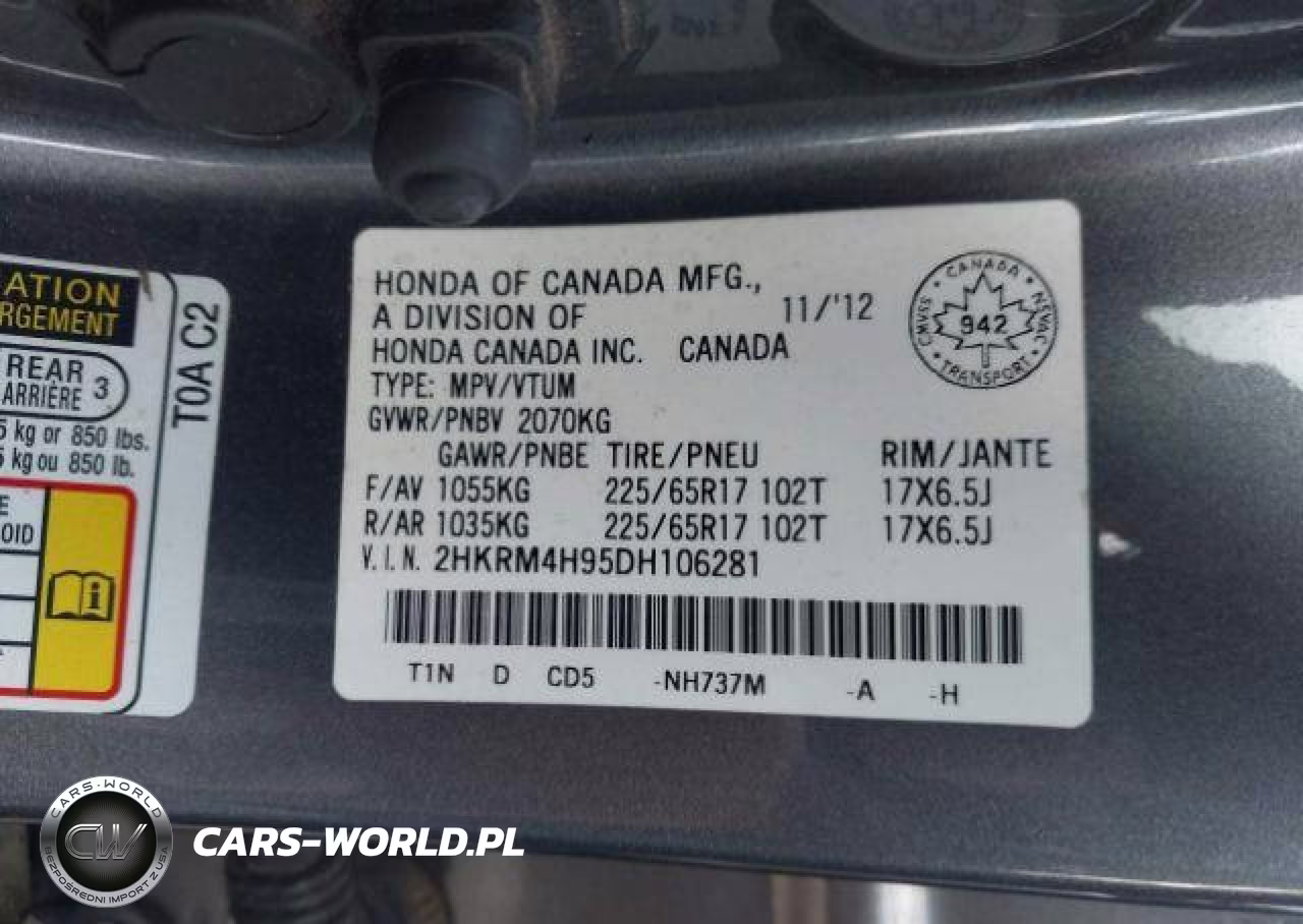 2013 Honda Cr-V Touring VIN:2HKRM4H95DH106281 - 10