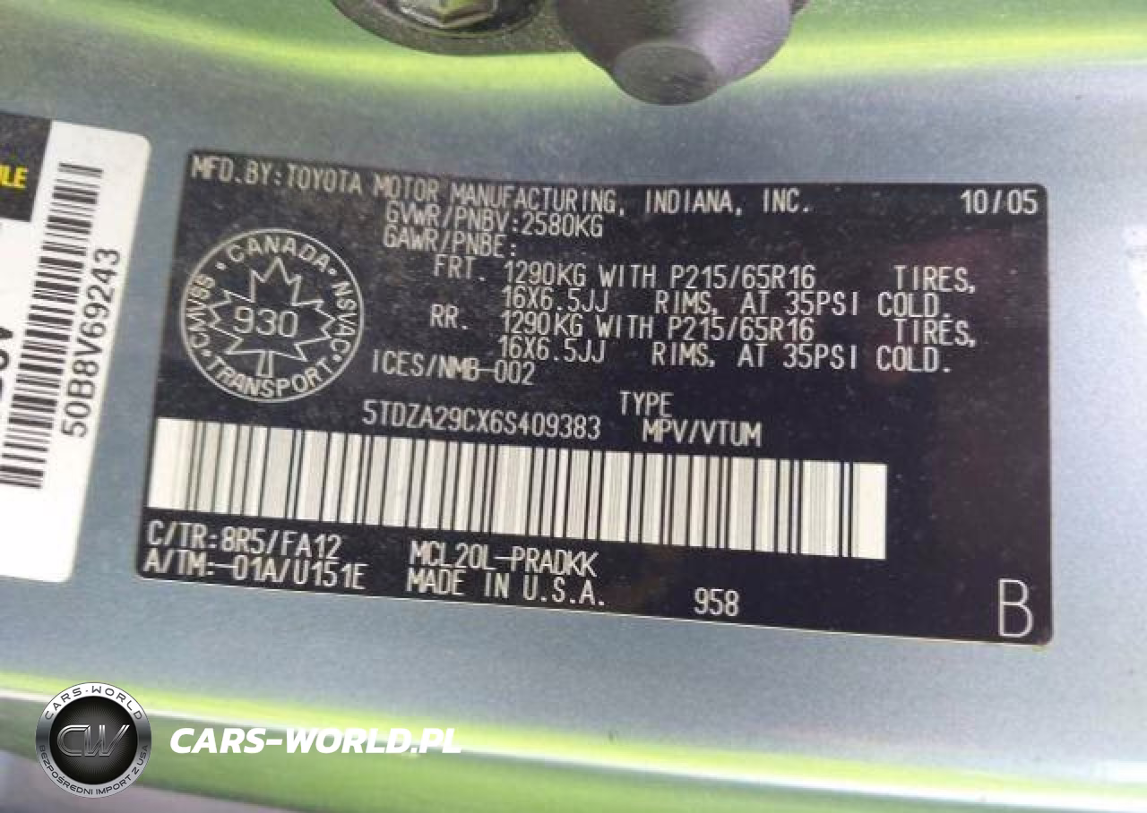 2006 Toyota Sienna Ce VIN:5TDZA29CX6S409383 - 10