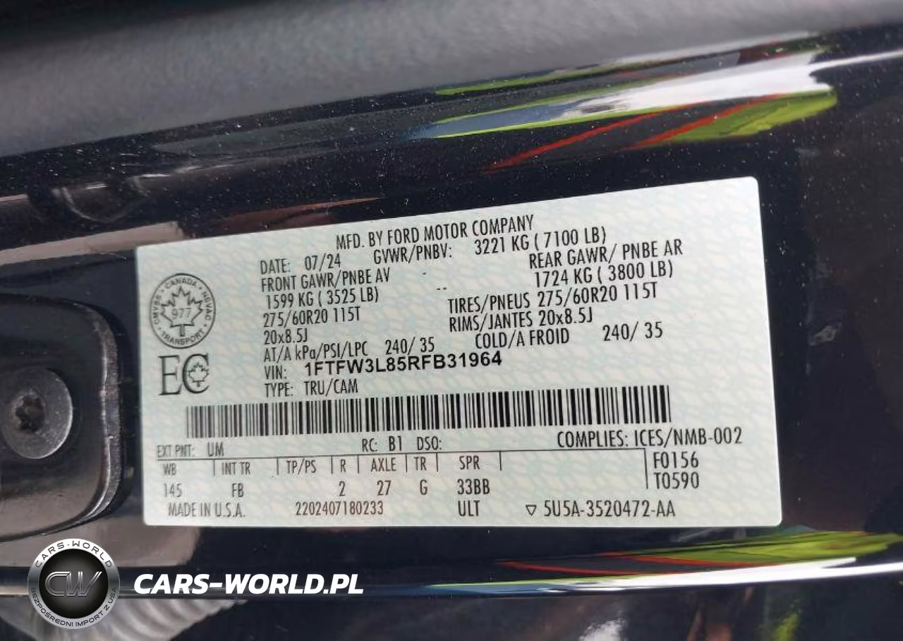 2024 Ford F-150 Xlt VIN:1FTFW3L85RFB31964 - 10