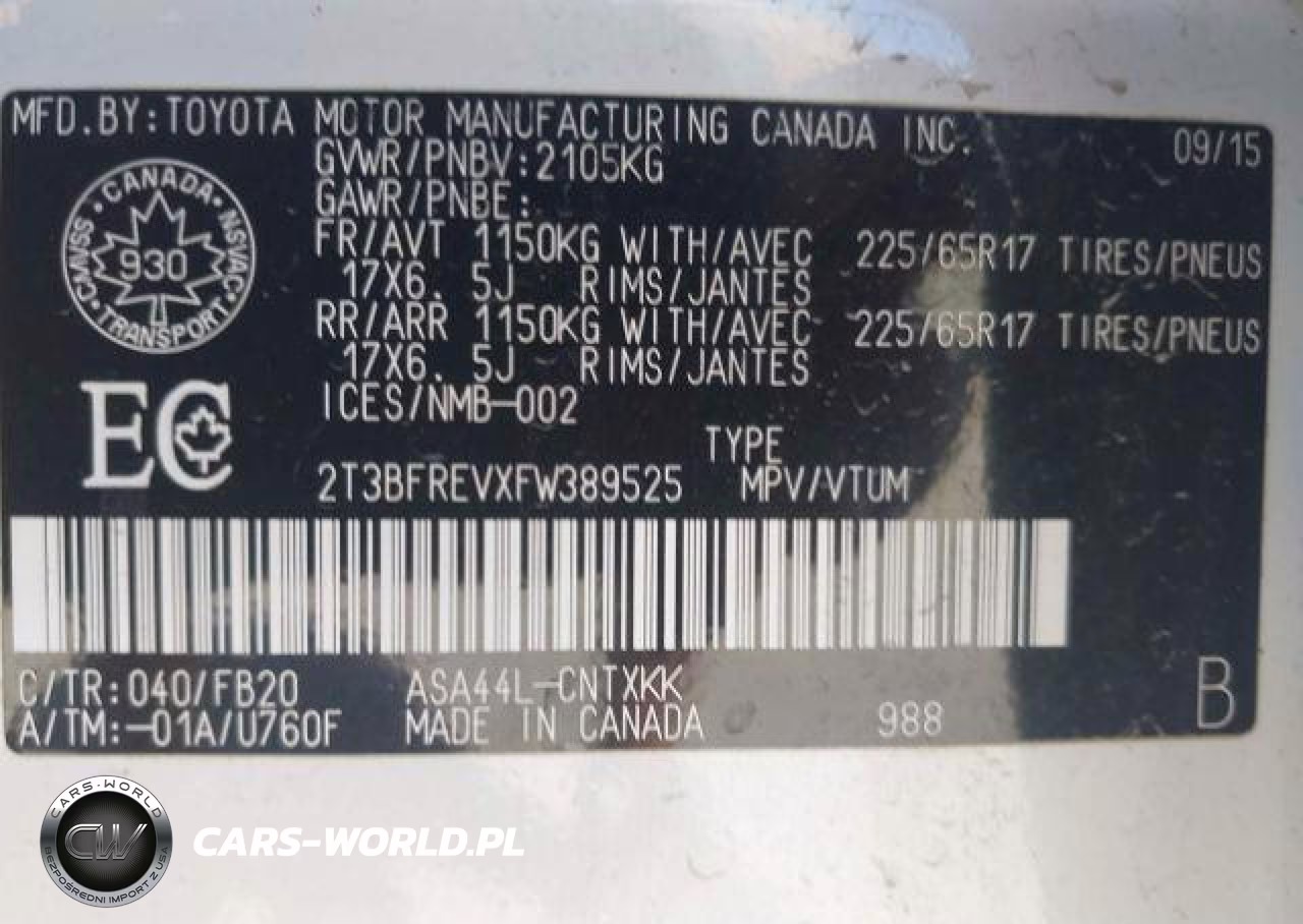 2015 Toyota Rav4 Le VIN:2T3BFREVXFW389525 - 10