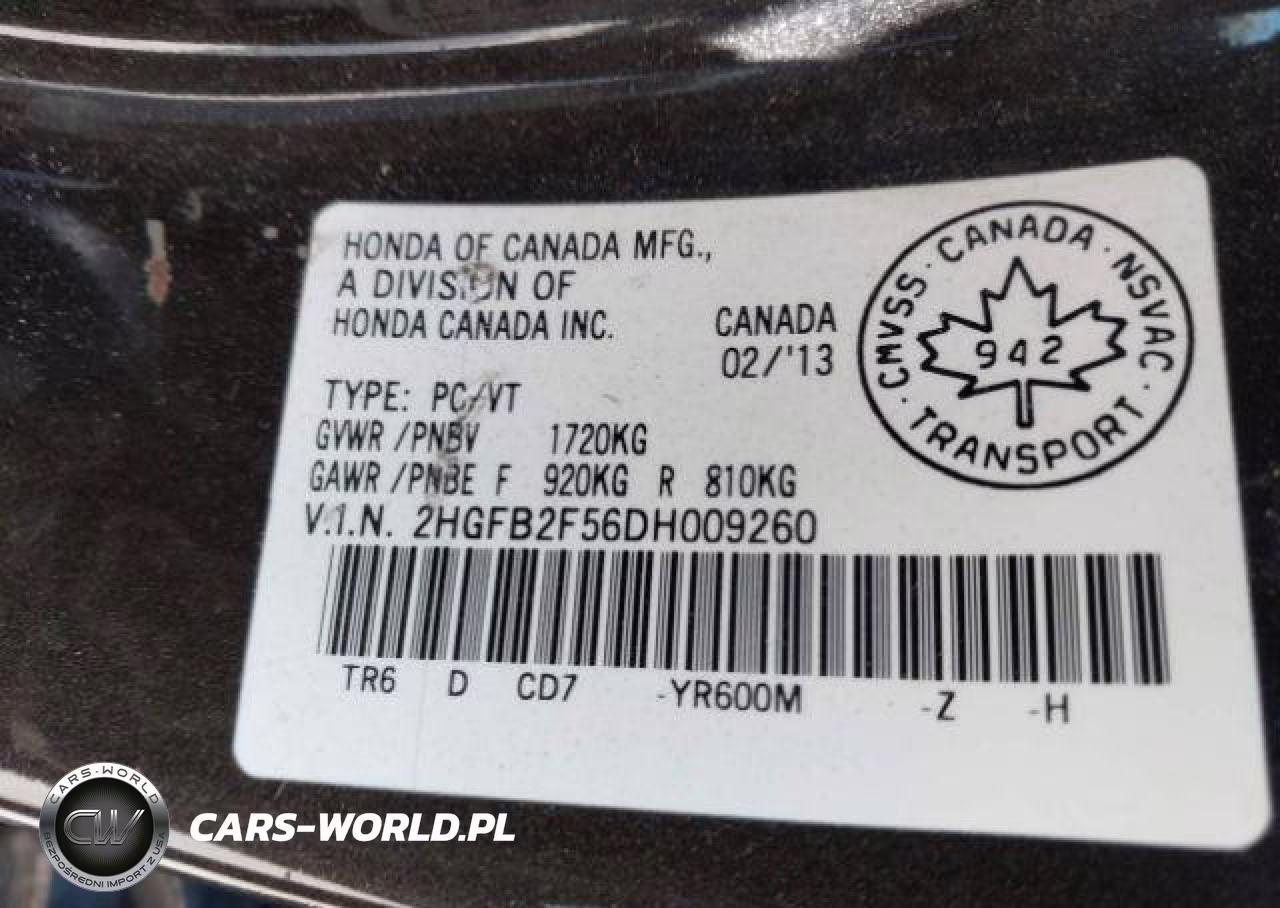 2013 Honda Civic Lx VIN:2HGFB2F56DH009260 - 10