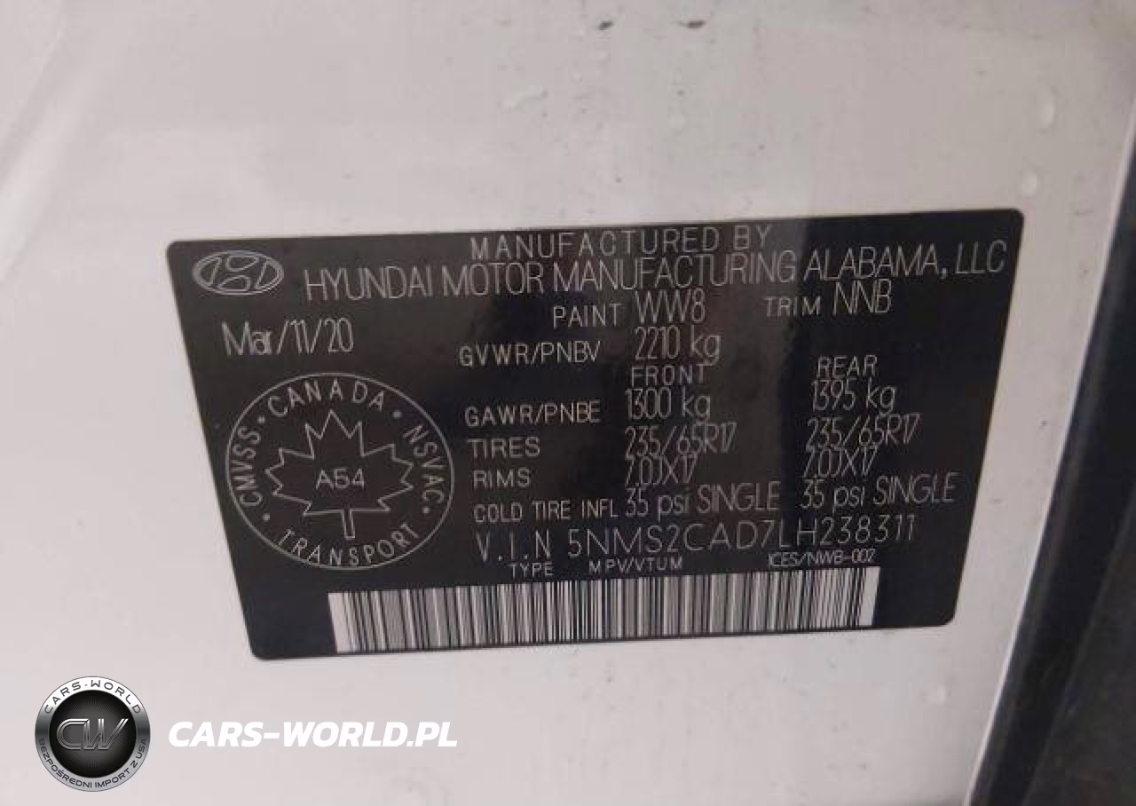 2020 Hyundai Santa Fe Se VIN:5NMS2CAD7LH238311 - 10