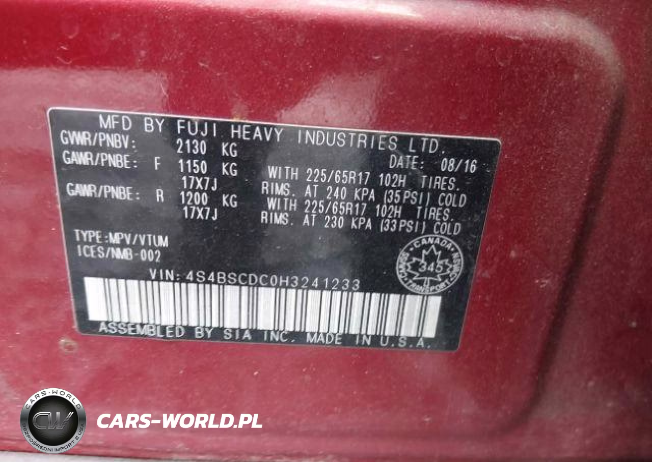 2017 Subaru Outback 2.5I Premium VIN:4S4BSCDC0H3241233 - 10