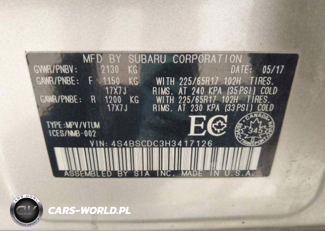 2017 Subaru Outback 2.5I Premium VIN:4S4BSCDC3H3417126 - 10