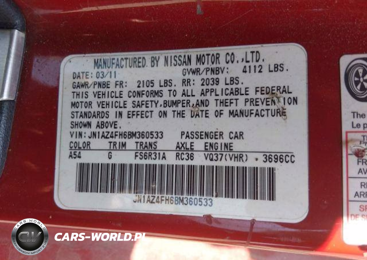 2011 Nissan 370Z Touring VIN:JN1AZ4FH6BM360533 - 10