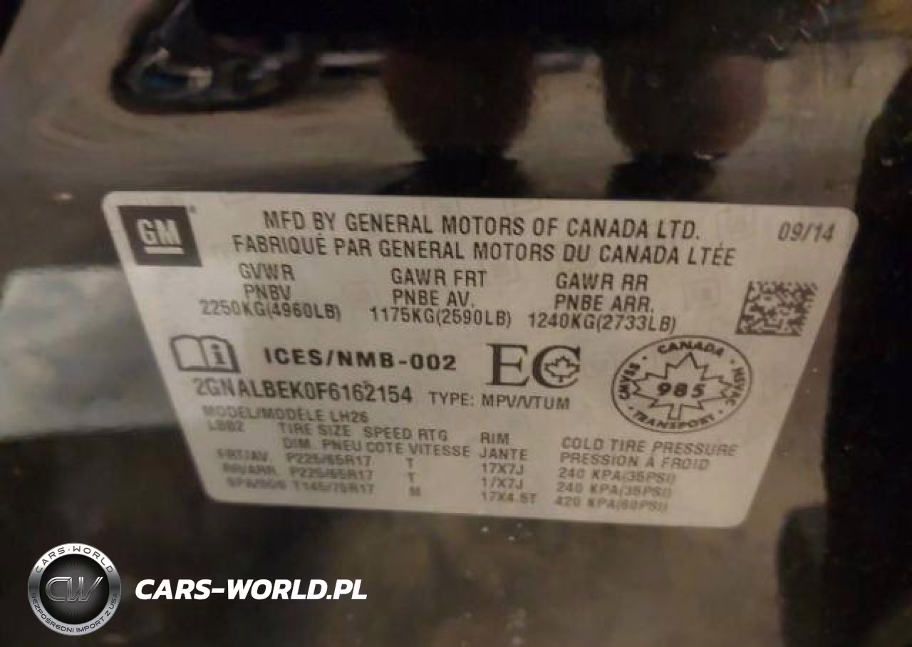 2015 Chevrolet Equinox 1Lt VIN:2GNALBEK0F6162154 - 10