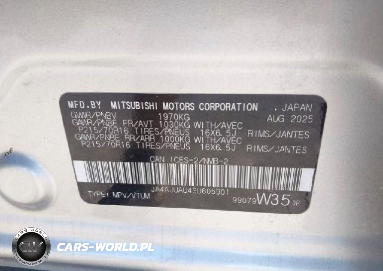 2025 Mitsubishi Rvr Es VIN:JA4AJUAU4SU605901 - 10