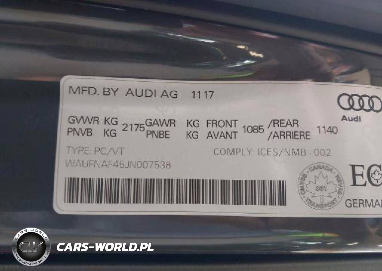 2018 Audi A4 Quattro VIN:WAUFNAF45JN007538 - 10