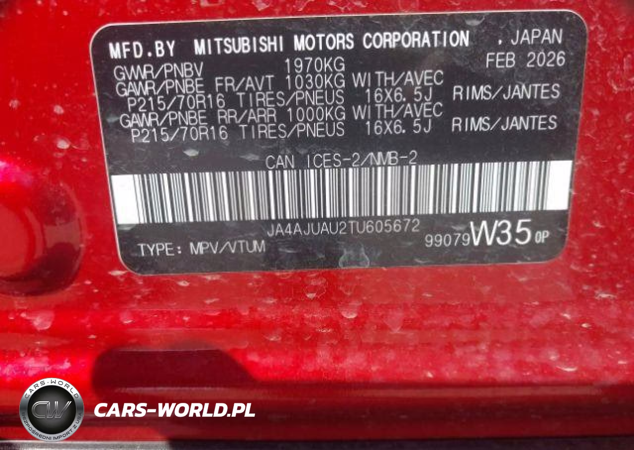 2026 Mitsubishi Rvr Es VIN:JA4AJUAU2TU605672 - 10