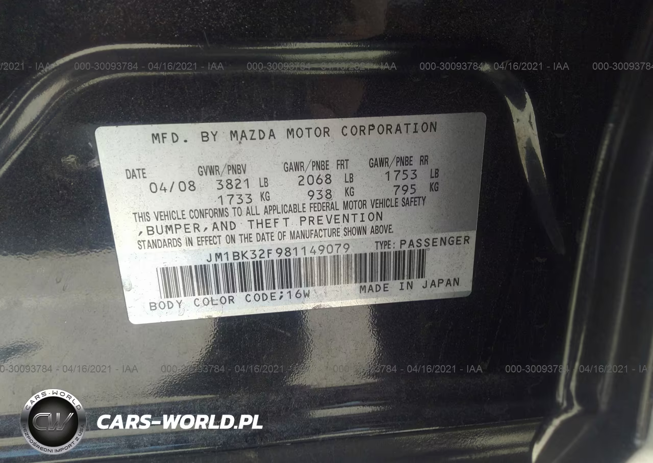 2008 MAZDA MAZDA3 VIN:JM1BK32F981149079 - 9