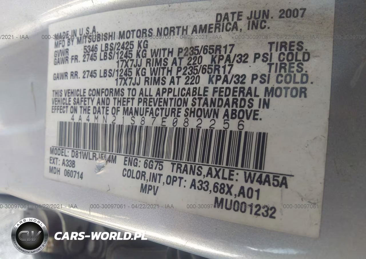 2007 Mitsubishi Endeavor Ls VIN:4A4MN21S87E082256 - 9